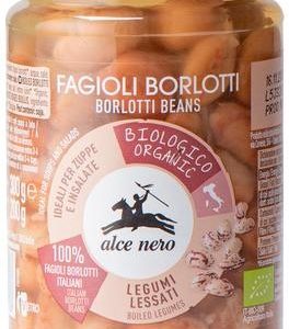 ALCE NERO ORGANIC COOKED BORLOTTI BEANS JAR 12 / 300g
