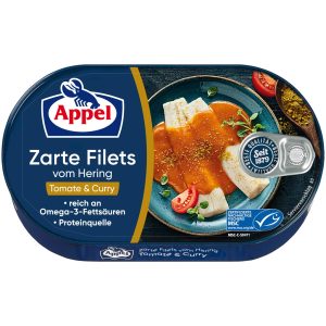 APPEL HERINGFILETS TOMATE-CURRY 10 / 200 G.