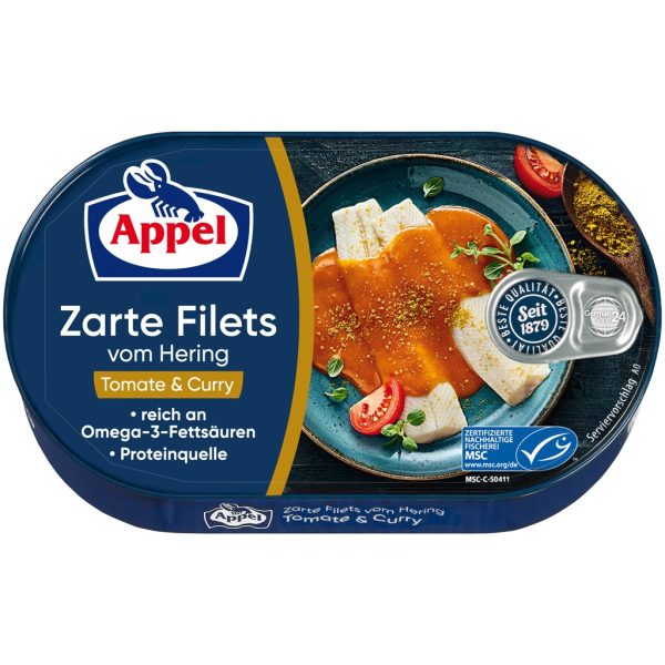 APPEL HERINGFILETS TOMATE-CURRY 10 / 200 G.