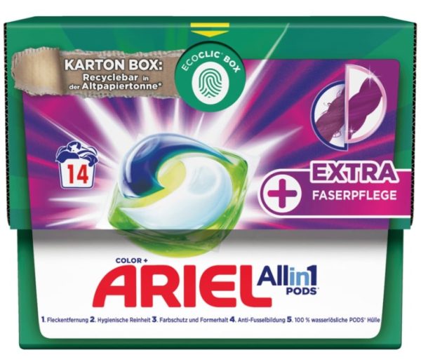 ARIEL COLOR EXTRA FABRIC CARE  ALL-IN ONE PODS   4 / 14-WL