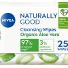 NIVEA FACE CLEANSING WIPES ORGANIC ALOE VERA  6 / 25 pcs