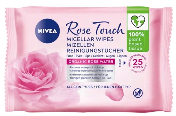 NIVEA FACE CLEANSING WIPES ROSE TOUCH MICELLAR WATER  6 / 25 pcs