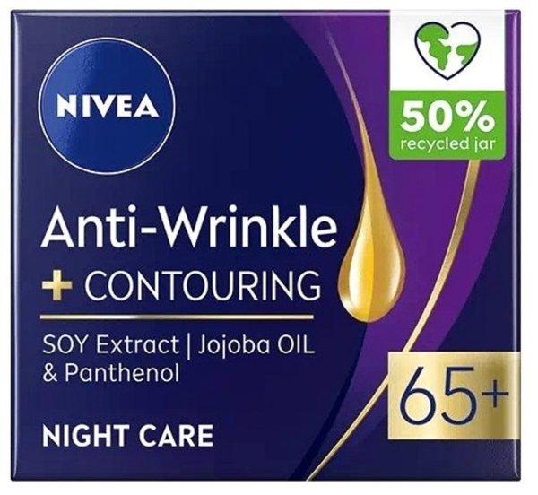NIVEA FACE 65+ NIGHT CREAM  ANTI-WRINKLE & CONTOURING  3 / 50 ml.