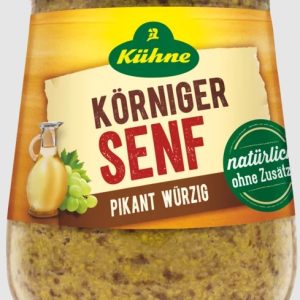 KUEHNE SENF KOERNIG / WHOLE GRAIN MUSTARD  10 / 250 ML.  - GLASS