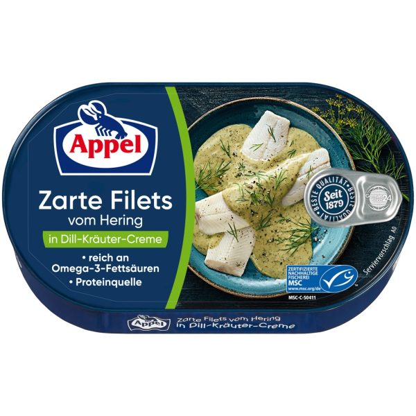 APPEL HERINGFILETS IN DILL-KRAEUTER-CREME 10 / 200 G.