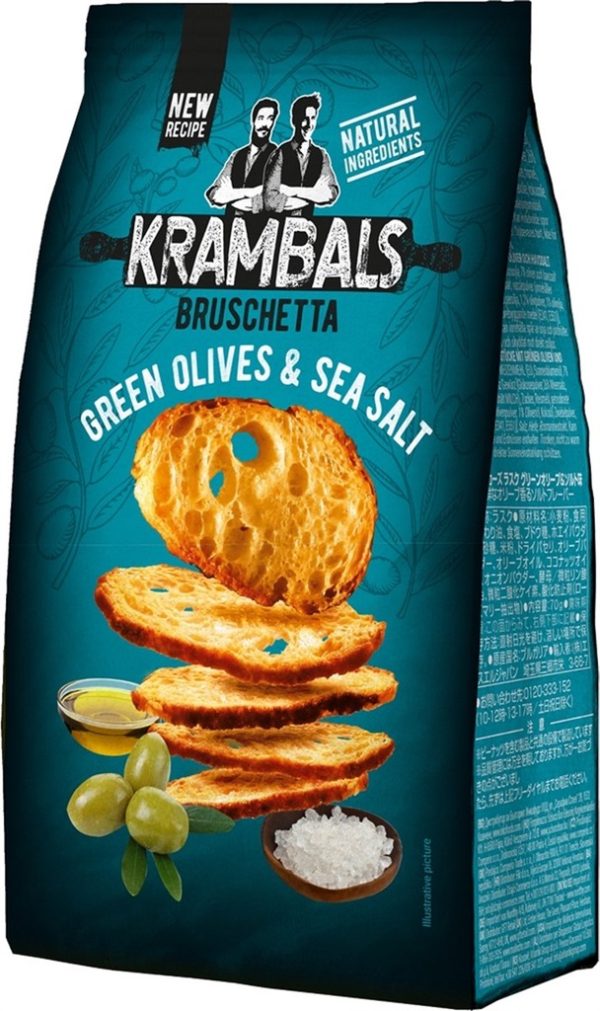 BRUSCHETTA KRAMBALS GREEN OLIVES & SEA SALT 12 / 70 G.