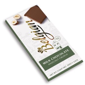 BELGIAN BAR MILK HAZELNUTS CHOCOLATE  25 / 100 G.