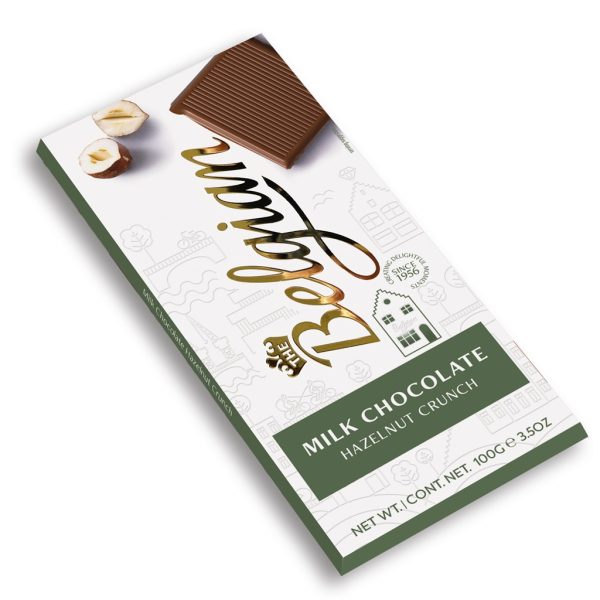 BELGIAN BAR MILK HAZELNUTS CHOCOLATE  25 / 100 G.