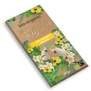 BELGIAN ORGANIC BAR ALMONDS MILK CHOCOLATE  20 / 90 G.