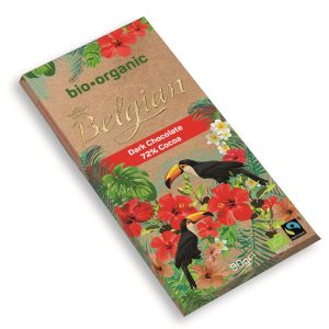 BELGIAN ORGANIC BAR DARK 72% CHOCOLATE   20 / 90 G.