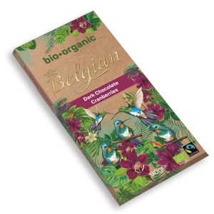 BELGIAN ORGANIC BAR CRANBERRIES DARK CHOCOLATE  20 / 90 G.