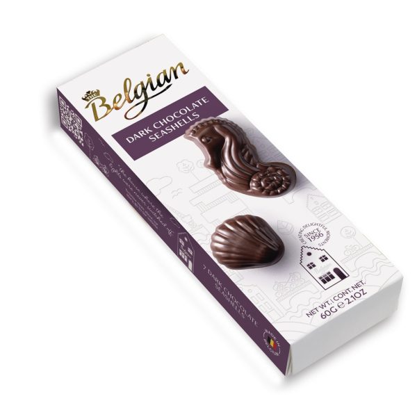 BELGIAN DARK CHOCOLATE  SEASHELLS  10 / 60 G.