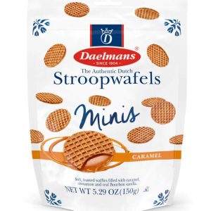 DAELMANS MINIS CARAMEL STROOPWAFELS STAND-UP POUCH 10 / 150 G.
