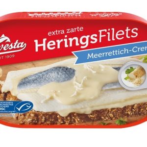 HAWESTA HERRING FILLETS IN MEERRETTICH / HORSERADISH CREME  10 / 200 G.