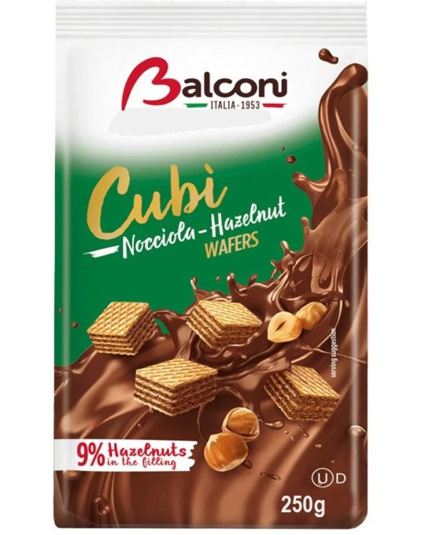 BALCONI CUBI WAFERS HAZELNUT  BAG  10 / 250 G.