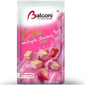 BALCONI CUBI WAFERS STRAWBERRY  BAG  10 / 250 G.