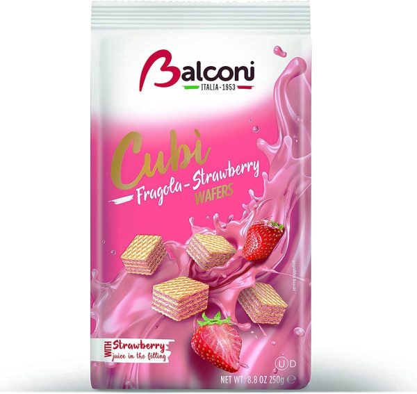 BALCONI CUBI WAFERS STRAWBERRY  BAG  10 / 250 G.