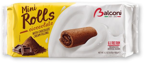 BALCONI MINI ROLLS COCOA FILLING 6 PCS  20 / 180 G.