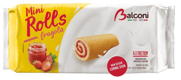 BALCONI MINI ROLLS STRAWBERRY FILLING 6 PCS  20 / 180 G.