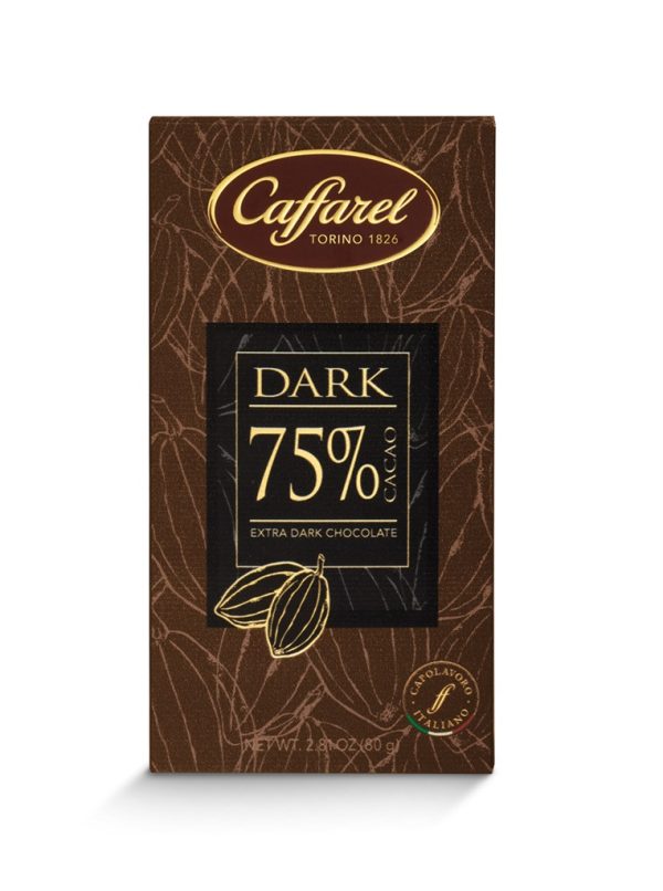 CAFFAREL 75% DARK CHOCOLATE BAR  16 / 80 G.