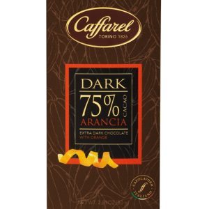 CAFFAREL ORANGE 75% DARK  CHOCOLATE BAR  16 / 80 G.