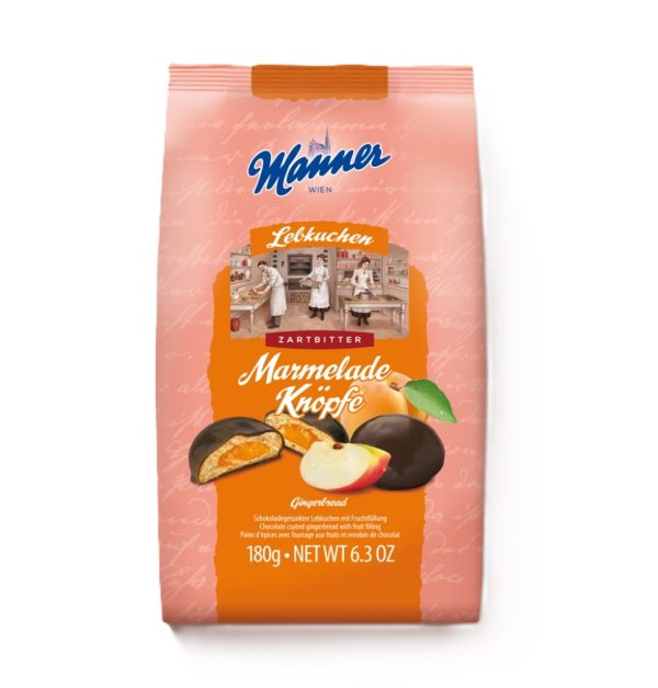 MANNER MARMELADE KNOPFE ZARTBITTER GINGERBREAD  10 / 180 G.