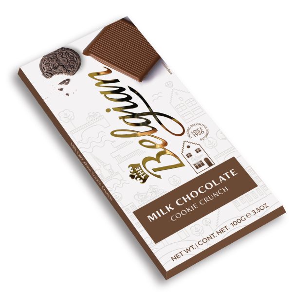 BELGIAN BAR MILK COOKIE CRUNCH CHOCOLATE  25 / 100 G.