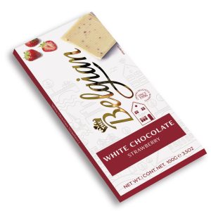 BELGIAN BAR WHITE STRAWBERRY CHOCOLATE  25 / 100 G.
